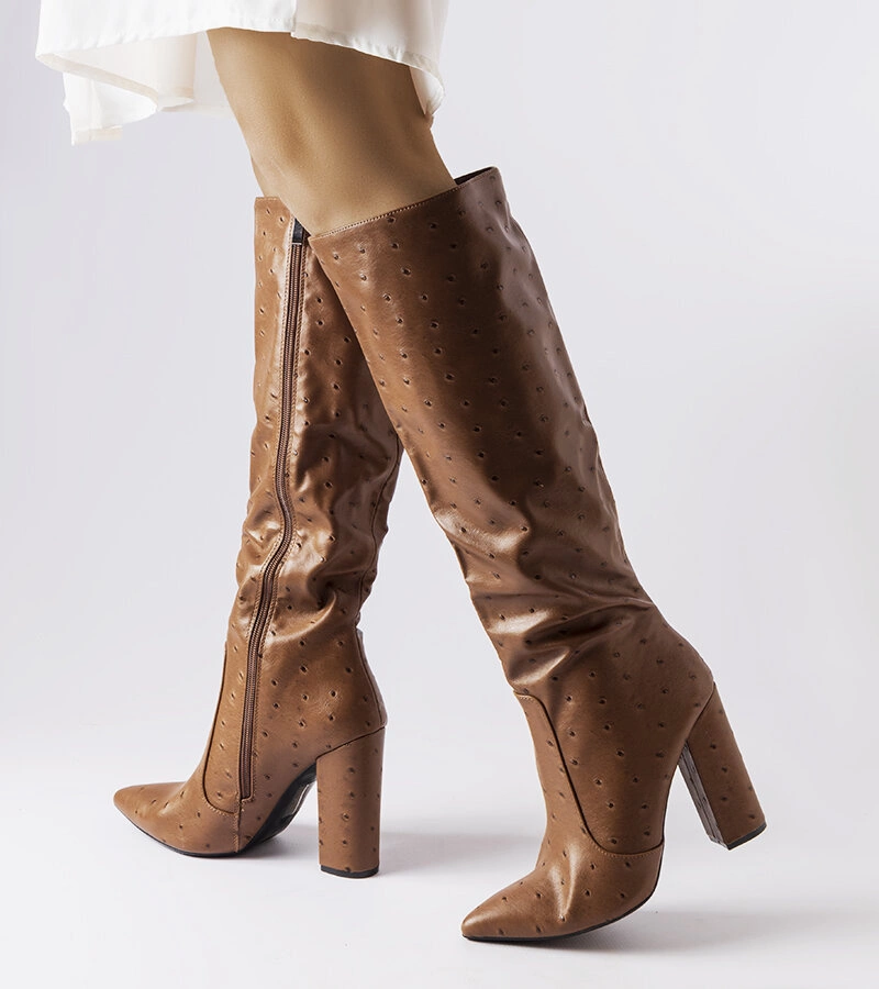 Cizme maro cu post embosat de Delfina