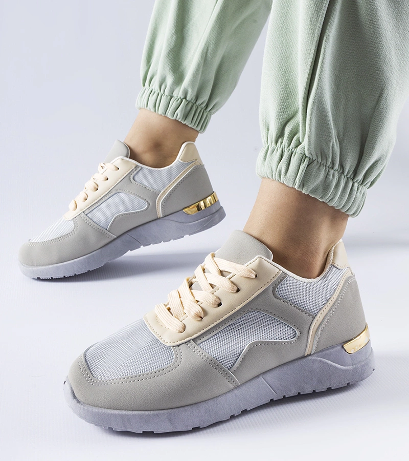 Sneakers gri din materiale combinate Gallo