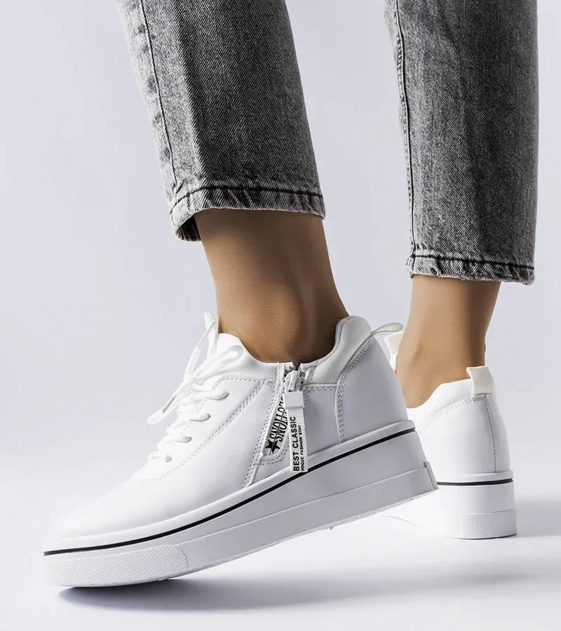 Adidași cu tocuri joase Mathieu albi