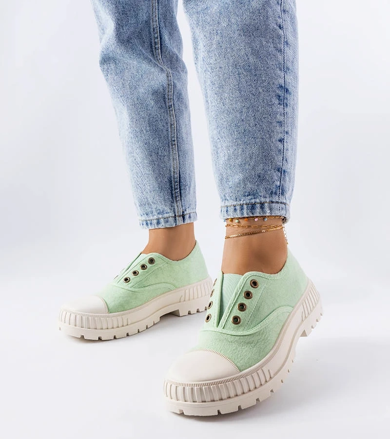 Pantofi de sport Walton cu talpă de cauciuc de culoare verde