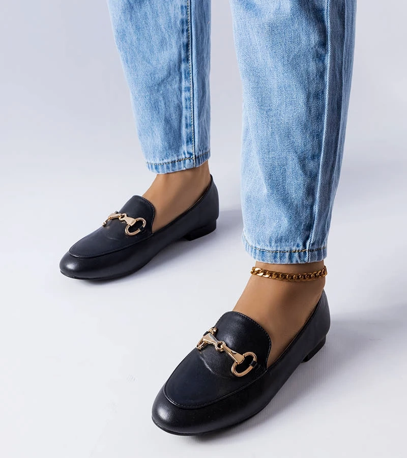 Mocasini negri cu cataramă Philip