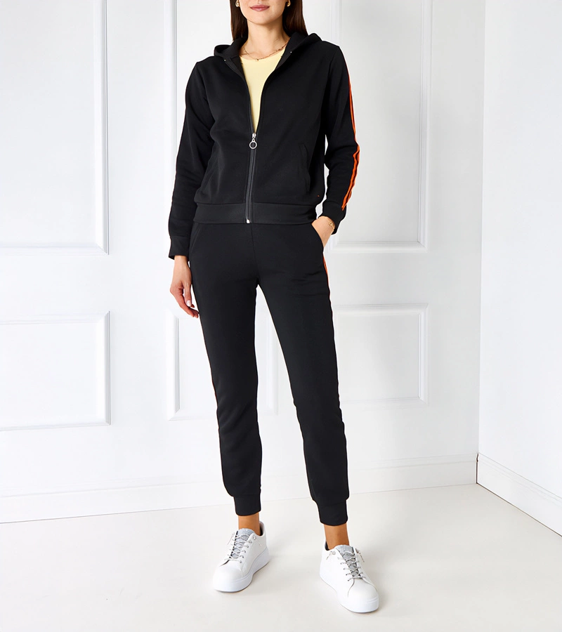 Set negru cu dungi portocalii Celia