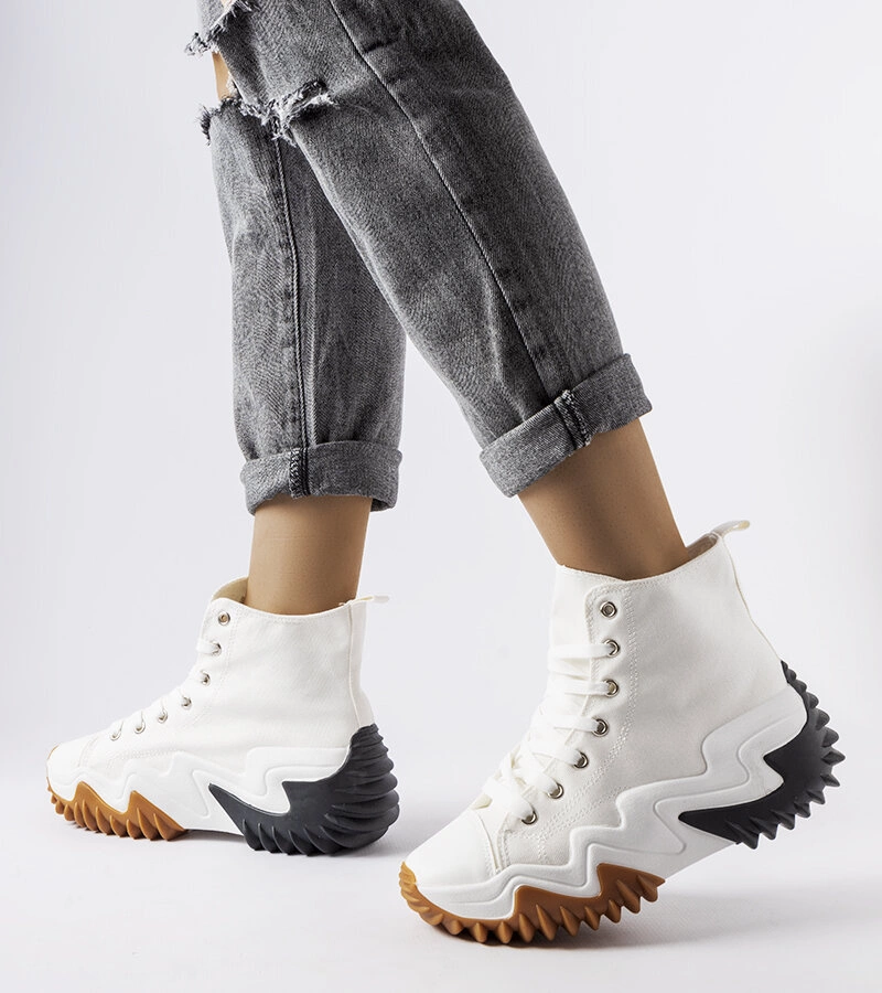 Pantofi sport albi cu talpă Toro groasă