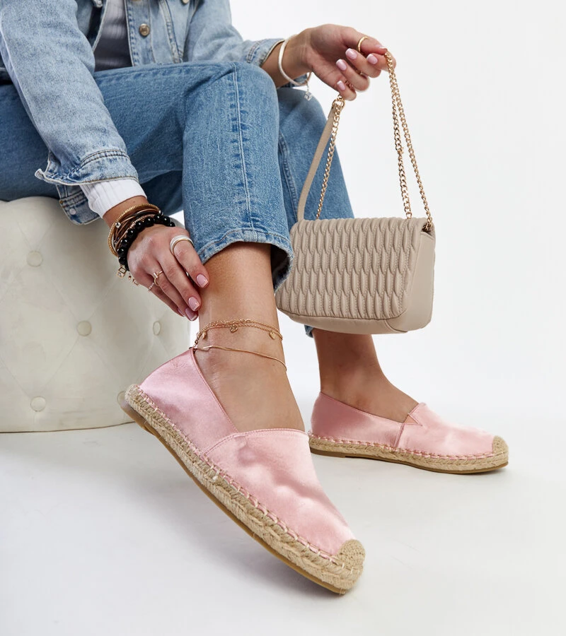 Espadrile roz pal cu sclipici pe platforma Caithlin