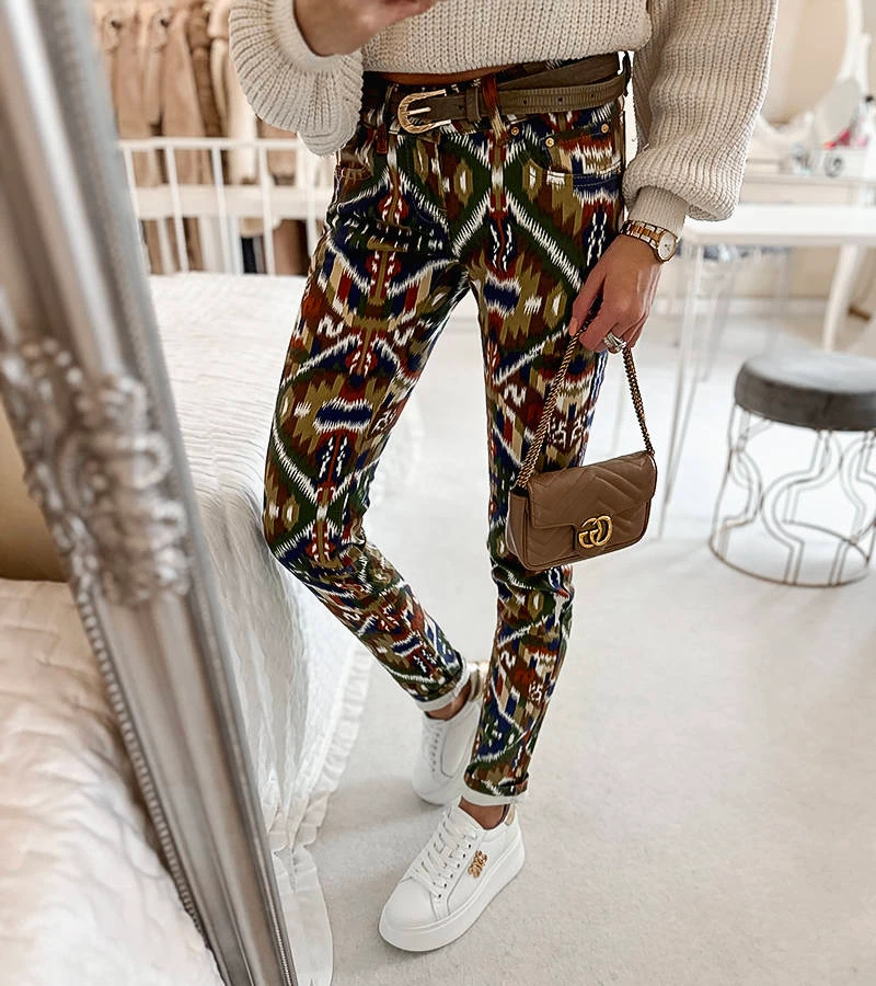 Pantaloni Doria cu model multicolor pentru femei